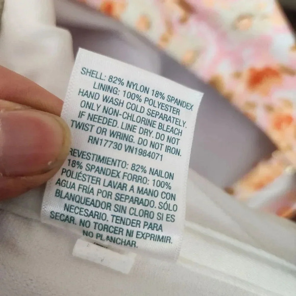 KONA SOL Women's Swim Suit‎ Adjustable Strap Orange Pink Flowers SZ 24W Modest - Picture 4 of 14